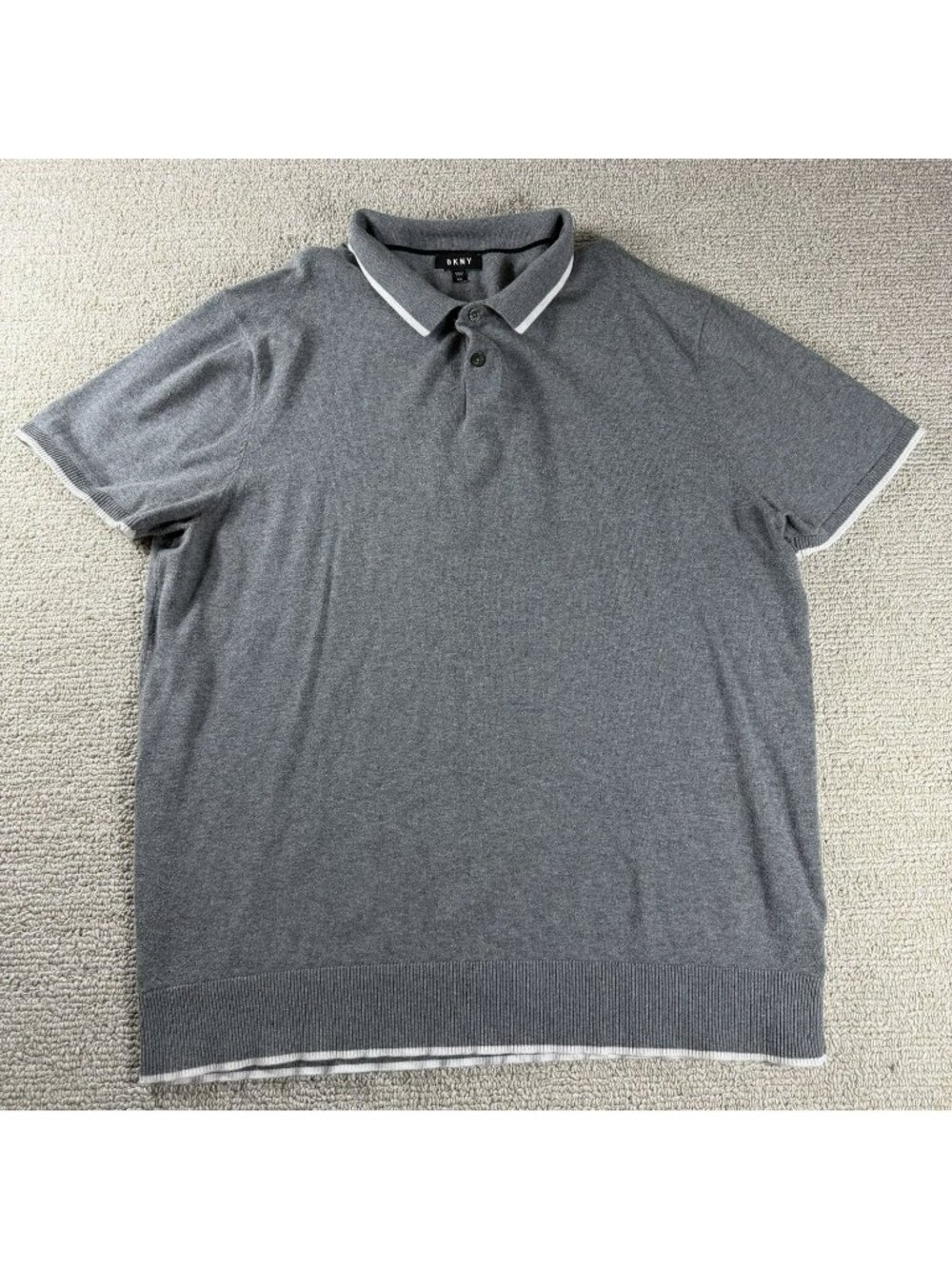 DKNY Collared Short Sleeve Polo Shirt Gray Men’s Size XXL